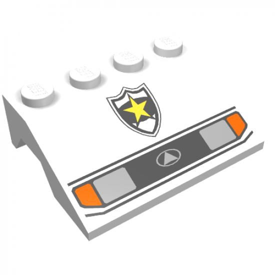 Vehicle, Mudguard 3 x 4 Slope with Headlights and Police Yellow Star Badge Pattern