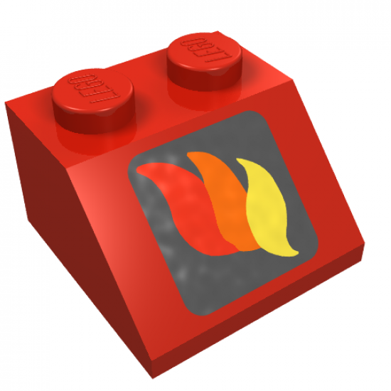 Slope 45 2 x 2 with Classic Fire Logo Pattern