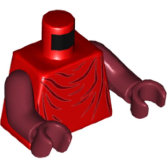 Torso SW Imperial Robe with Dark Red Creases Pattern (Royal Guard) / Dark Red Arms / Dark Red Hands