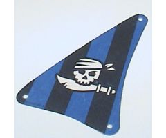 Cloth Sail Triangular 15 x 22 with Black and Blue Stripes, Skull and Cutlass Pattern