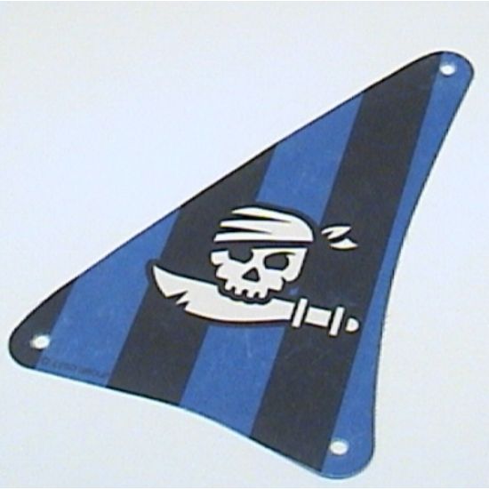 Cloth Sail Triangular 15 x 22 with Black and Blue Stripes, Skull and Cutlass Pattern