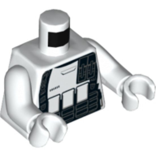 Torso SW Armor Stormtrooper Ep. 7 with Black Ammunition, Utility Belts and Pocket Device Pattern / White Arms / White Hands