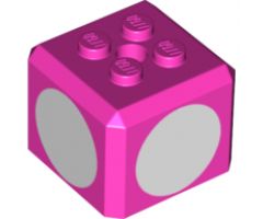 Brick, Modified Cube, 4 Studs on Top with White Circles Pattern on Four Sides