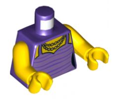 Torso Female Top with Dark Purple Stripes and Gold Necklace Pattern / Yellow Arms / Yellow Hands