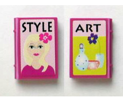 Minifigure, Utensil Book 2 x 3 with Girl and 'STYLE' and Vases and 'ART' Pattern (Stickers) - Set 7586