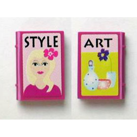 Minifigure, Utensil Book 2 x 3 with Girl and 'STYLE' and Vases and 'ART' Pattern (Stickers) - Set 7586