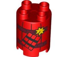 Duplo, Brick Round 2 x 2 x 2 with Dynamite and Railroad Track Pattern