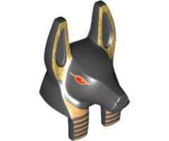 Minifigure, Head, Modified Anubis Guard Head with Gold Print and Red Eyes Pattern