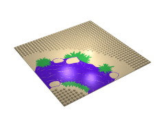 Baseplate 32 x 32 7-Stud Road Curve with River Blue/Green Pattern