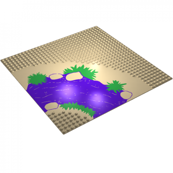 Baseplate 32 x 32 7-Stud Road Curve with River Blue/Green Pattern