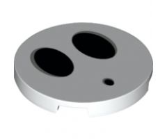Tile, Round 3 x 3 with Bottom Stud Holder and 2 Large Black Ovals and Small Black Oval Pattern (Shy Guy Face)