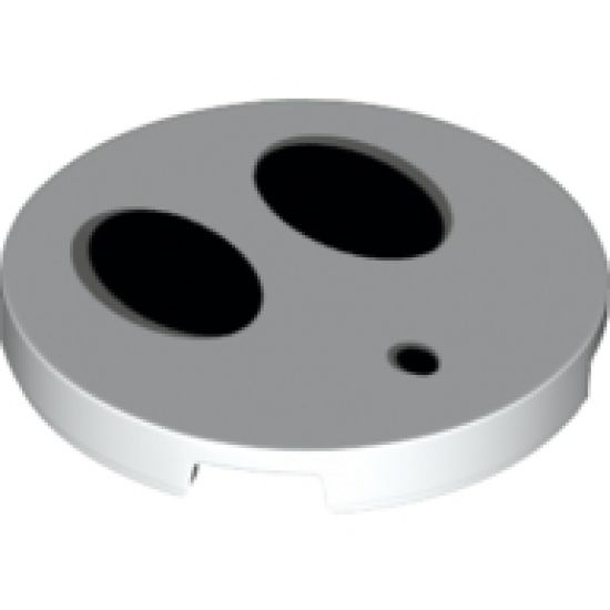Tile, Round 3 x 3 with Bottom Stud Holder and 2 Large Black Ovals and Small Black Oval Pattern (Shy Guy Face)