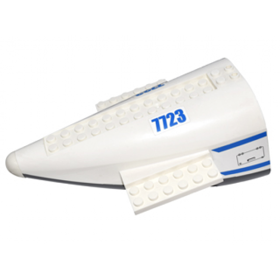 Aircraft Fuselage Curved Aft Section with Dark Bluish Gray Base with Door Panels and Blue '7723' Pattern on Both Sides (Stickers) - Set 7723
