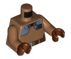Torso SW Rebel Officer Jacket, Dark Bluish Gray Shoulder Plates, Reddish Brown Belt Pattern / Medium Nougat Arms / Reddish Brown Hands