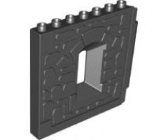 Duplo, Building Wall 1 x 8 x 6 Hinge on Right with Window Opening - Castle