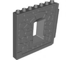 Duplo, Building Wall 1 x 8 x 6 Hinge on Right with Window Opening - Castle