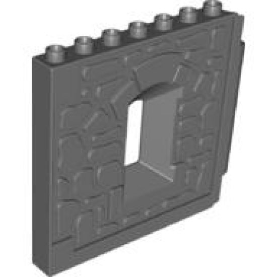 Duplo, Building Wall 1 x 8 x 6 Hinge on Right with Window Opening - Castle