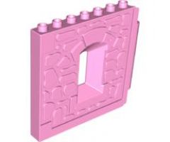 Duplo, Building Wall 1 x 8 x 6 Hinge on Right with Window Opening - Castle