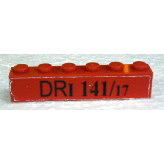 Brick 1 x 6 with Black 'DRI 141/17' Pattern - Set 10024