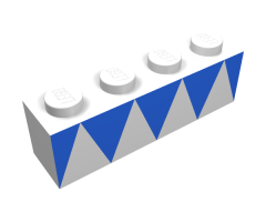 Brick 1 x 4 with Blue Triangles Pattern