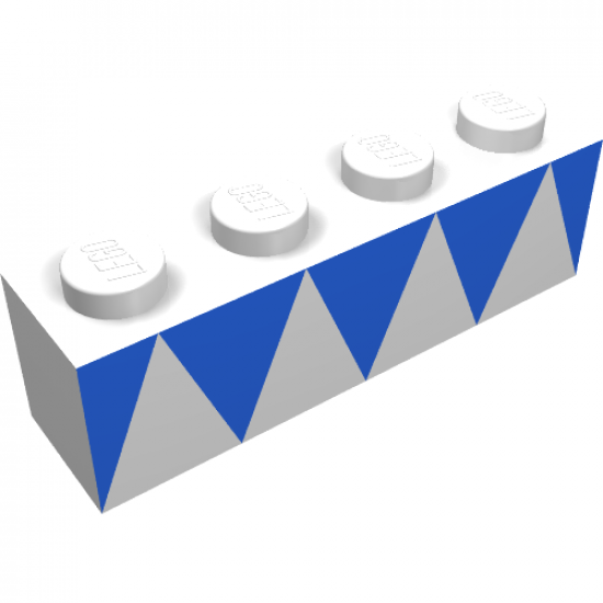 Brick 1 x 4 with Blue Triangles Pattern