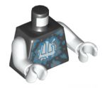 Torso Ninjago with Dark Azure and Silver Shards and White Ninjago Logogram 'Ice' Pattern / White Arms / White Hands