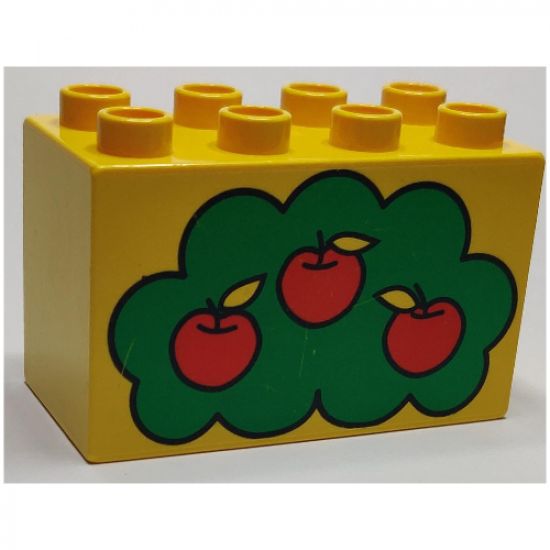 Duplo, Brick 2 x 4 x 2 with Apple Tree Pattern