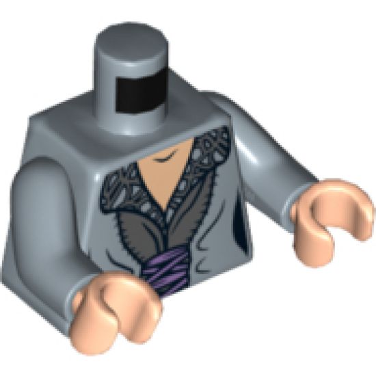 Torso LotR Dress with Gray Patterned Collar and Pink Sash Pattern (Arwen) / Sand Blue Arms / Light Nougat Hands