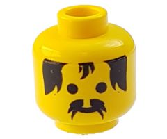 Minifigure, Head Moustache and Forehead Tuft Pattern - Blocked Open Stud