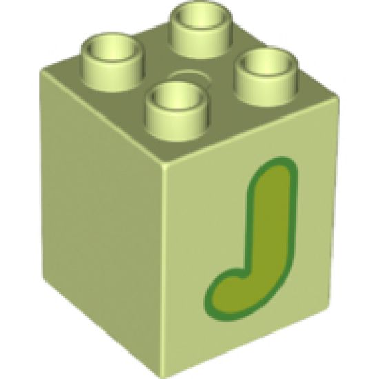 Duplo, Brick 2 x 2 x 2 with Letter J Lime Pattern