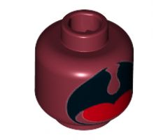 Minifigure, Head without Face Large Black Open Mouth, Dark Red Uvula, Red Tongue Pattern - Hollow Stud