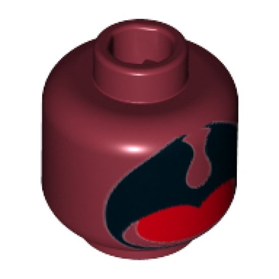 Minifigure, Head without Face Large Black Open Mouth, Dark Red Uvula, Red Tongue Pattern - Hollow Stud