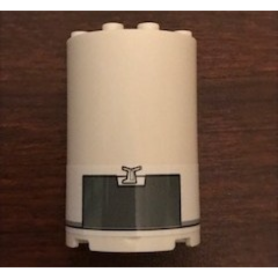 Cylinder Half 2 x 4 x 5 with 1 x 2 Cutout with SW Dark Bluish Gray Hatch Pattern (Sticker) - Set 75244