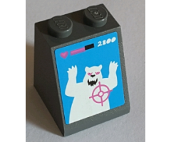 Slope 65 2 x 2 x 2 with Bottom Tube with '2800' and Dark Pink Crosshairs on White Angry Bear Pattern (Sticker) - Set 71016