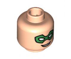 Minifigure, Head Male Green Eye Mask with Eye Holes and Smile Pattern - Blocked Open Stud
