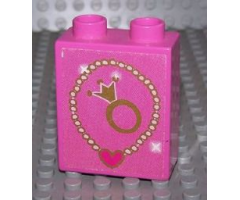 Duplo, Brick 1 x 2 x 2 with Necklace and Ring Pattern (Sticker) - Set 4820