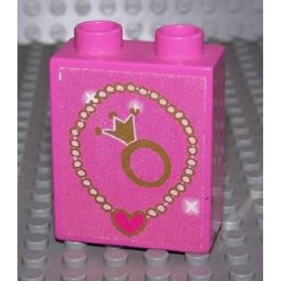 Duplo, Brick 1 x 2 x 2 with Necklace and Ring Pattern (Sticker) - Set 4820