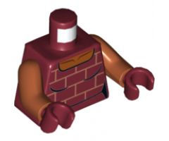 Torso Female Shirt with Bricks Pattern / Dark Orange Arms / Dark Red Hands