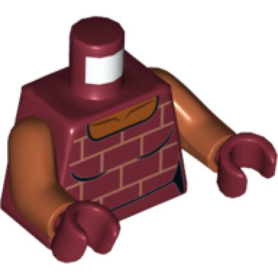 Torso Female Shirt with Bricks Pattern / Dark Orange Arms / Dark Red Hands