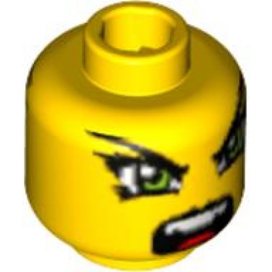 Minifigure, Head Dual Sided Exo-Force Green Eyes Female with Slight Smirk / Open Mouth Pattern (Hitomi) - Blocked Open Stud