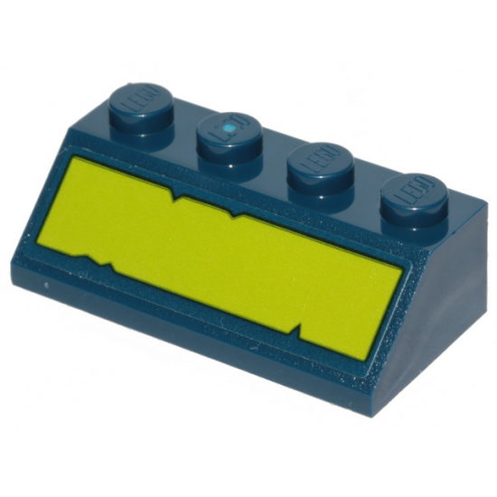Slope 45 2 x 4 with Lime Stripe with Cut Out Edges Pattern (Sticker) - Set 70839