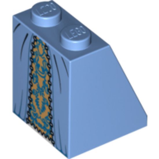 Slope 65 2 x 2 x 2 with Bottom Tube with Minifigure Dress/Skirt/Robe, Gold Panel Pattern