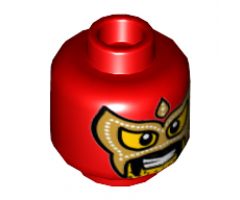 Minifigure, Head Balaclava with Eye and Mouth Holes, Gold Mask, Drooping Moustache and Stubble Pattern - Hollow Stud