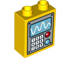 Duplo, Brick 1 x 2 x 2 with Panel with Oscilloscope, Keypad and Buttons Pattern