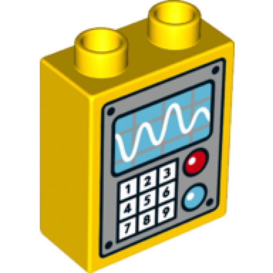 Duplo, Brick 1 x 2 x 2 with Panel with Oscilloscope, Keypad and Buttons Pattern