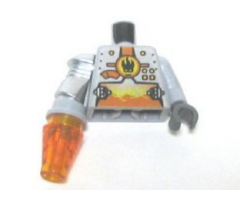 Torso Agents Villain Magma Silver Front Panel Pattern / LBG Arm and DBG Hand Left / Met Silver Mech Arm and Trans-Or Cone Right