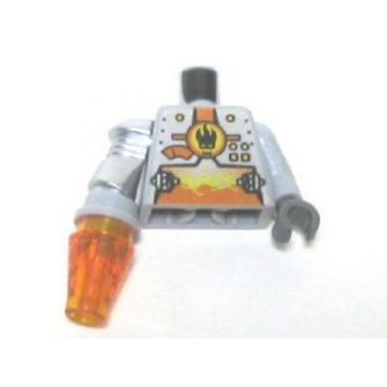 Torso Agents Villain Magma Silver Front Panel Pattern / LBG Arm and DBG Hand Left / Met Silver Mech Arm and Trans-Or Cone Right