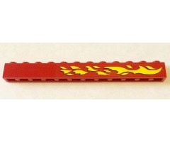 Brick 1 x 12 with Yellow Flames Right Pattern (Sticker) - Set 6580