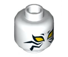 Minifigure, Head Alien Large Yellow Eyes and Black Whiskers Pattern - Hollow Stud