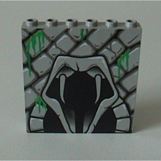 Brick 1 x 6 x 5 with Stone and Open Mouth Snake Pattern (4730)